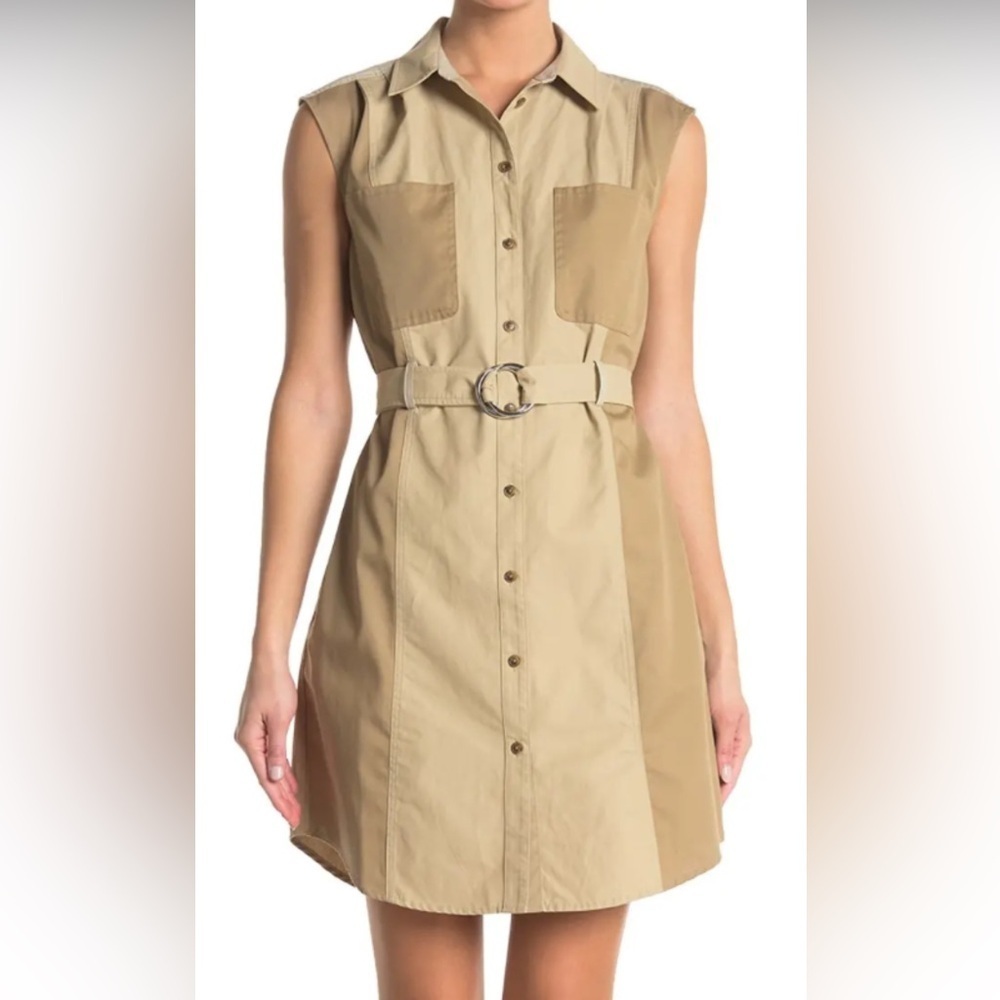 Frame Tonal Blocked Shirt Cargo Mini Dress Xs